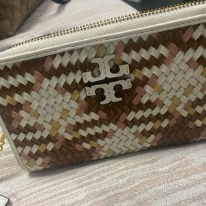 Tory Burch Women's Wallet Britten Woven Zip Continental Multicolor